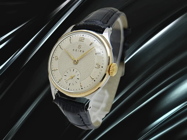セイコー Sマーク スモールセコンド J12062 17石 14K GF BEZEL/SS Sマーク ギョウシェダイヤル 社外レザー装着 アンティーク 手巻き SEIKO [代行おまかせコース]