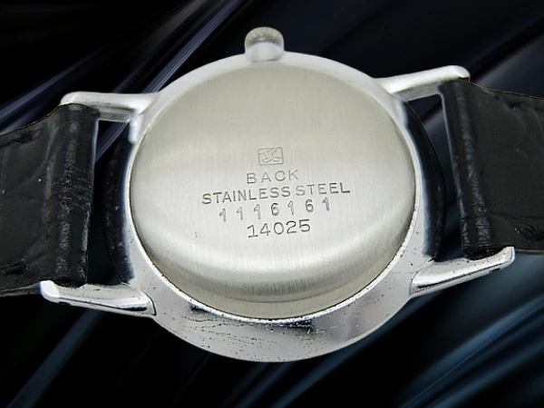 セイコー エキストラ フラット J14025 メッキ/SS 蛇Sマーク スモールセコンド 焼けたアイボリーダイヤル 社外レザー装着 アンティーク 手巻き SEIKO EXTRA FLAT [代行おまかせコース]