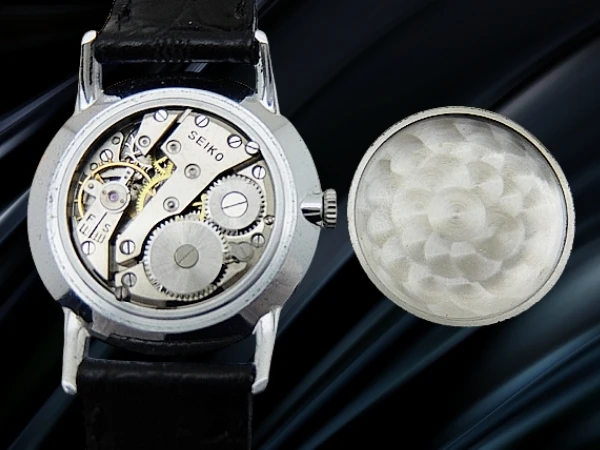 セイコー エキストラ フラット J14025 メッキ/SS 蛇Sマーク スモールセコンド 焼けたアイボリーダイヤル 社外レザー装着 アンティーク 手巻き SEIKO EXTRA FLAT [代行おまかせコース]