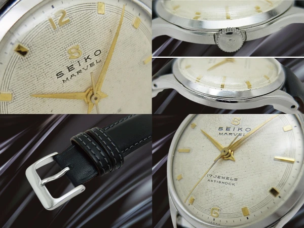 セイコー マーベル J13003 17石 SS 蛇Sマーク ギョウシェダイヤル 社外レザー装着 アンティーク 手巻き SEIKO MARVEL [代行おまかせコース]