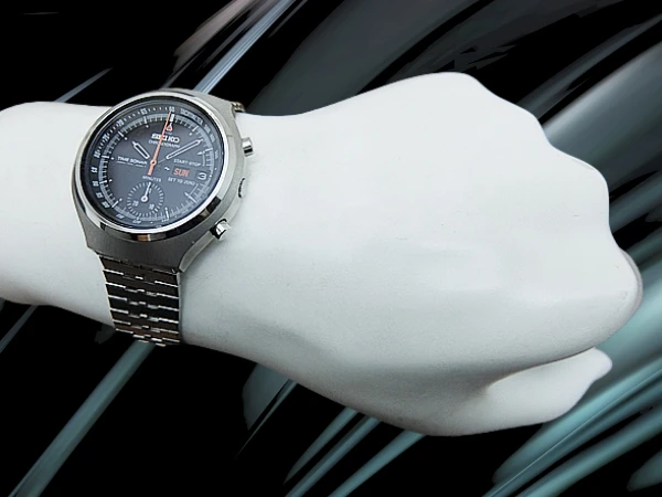 セイコー タイムソナー 7018-6000 SS スモークシースルー ブラックダイヤル SEIKOブレス装着 オートマチック 2025年OH済 時計店修理明細付属 SEIKO TIME SONER CHRONOGRAPH [代行おまかせコース]