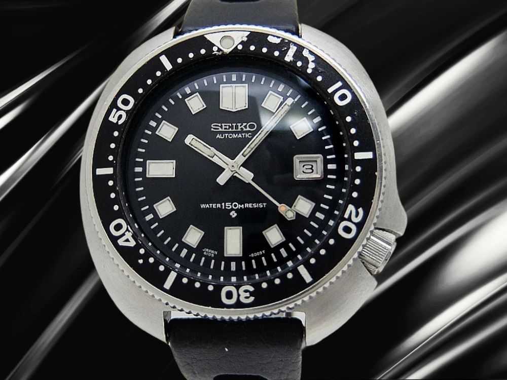 セイコー セカンドダイバー 150m 6105-8110 植村モデル 後期型 SS ブラックダイヤル トロピックラバーベルト装着 オートマチック SEIKO 2nd Diver TROPIC [代行おまかせコース]