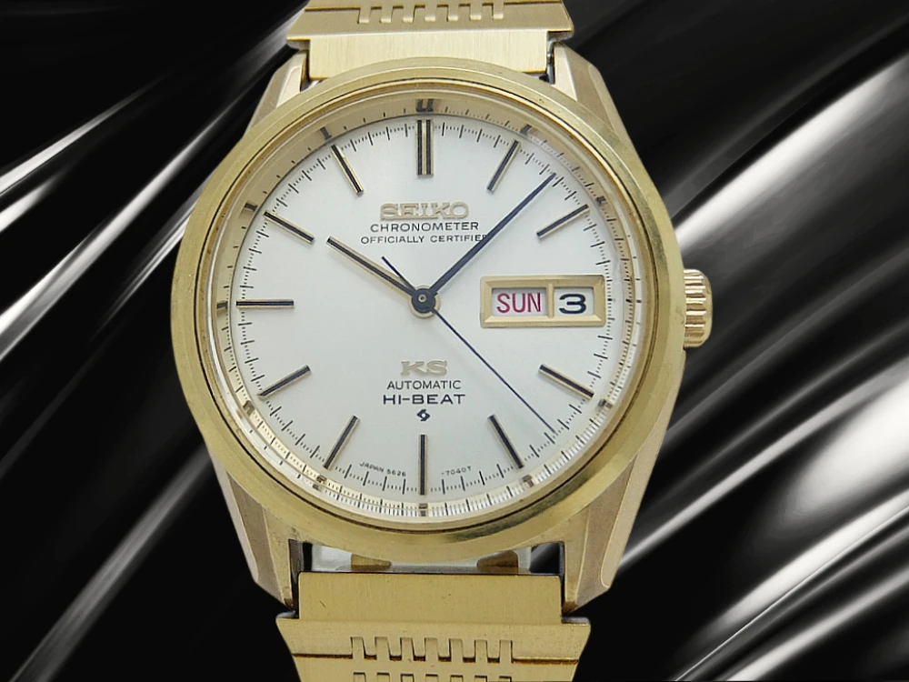 キングセイコー クロノメーター ハイビート 5626-7040 CAP GOLD/SS 初期型 ワンピースケース KSメダリオン シルバーダイヤル KQブレス装着 オートマチック KING SEIKO CHRONOMETER HI-BEAT [代行おまかせコース]