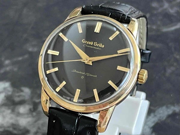 グランドセイコー ファーストモデル J14070 ブラックダイヤル Cal.3180 14K GOLD FILLED CHRONOMETER 獅子メダリオン