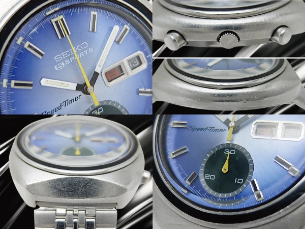 セイコー 5スポーツ スピードタイマー 6139-8000 SS クッション ブルーグラデーションダイヤル 社外ブレス装着 オートマチック SEIKO 5 SPORTS Speed Timer [代行おまかせコース]