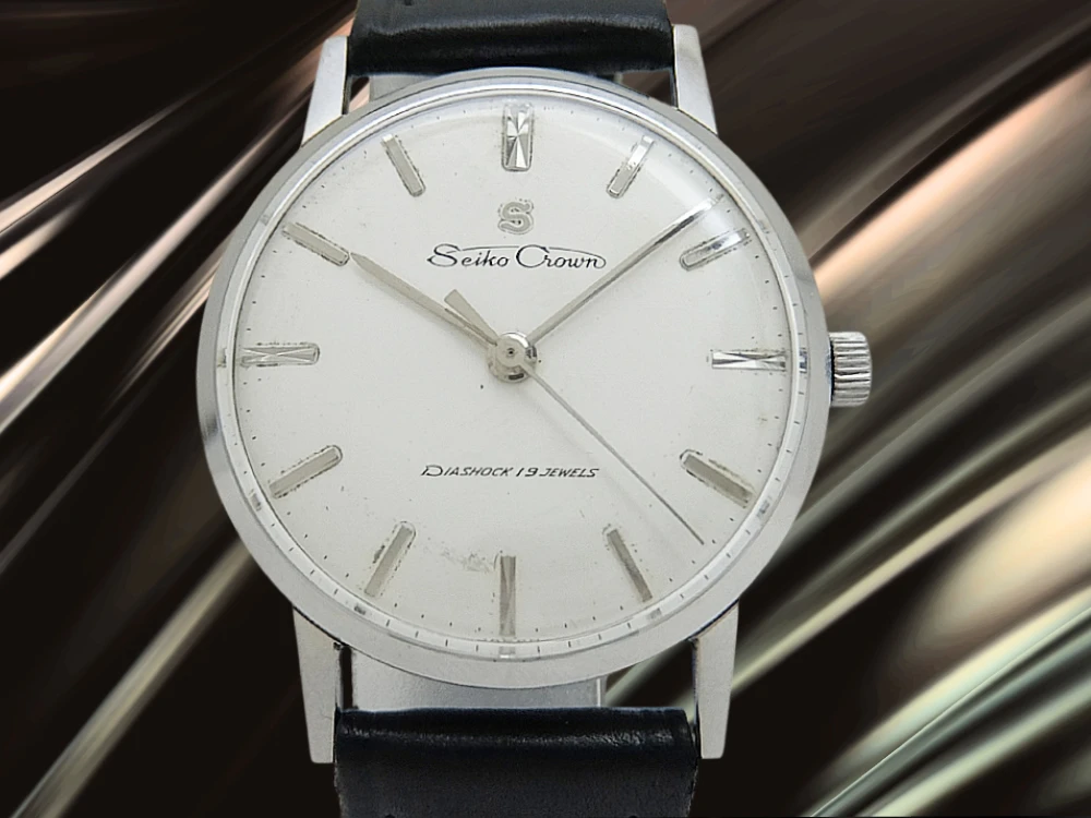 セイコー クラウン 19石 Ref.14036 SS Sマーク シルバーダイヤル ヴィンテージベルト+Sマーク尾錠装着 手巻き 2024年OH済 時計店修理明細付属 SEIKO CROWN [代行おまかせコース]