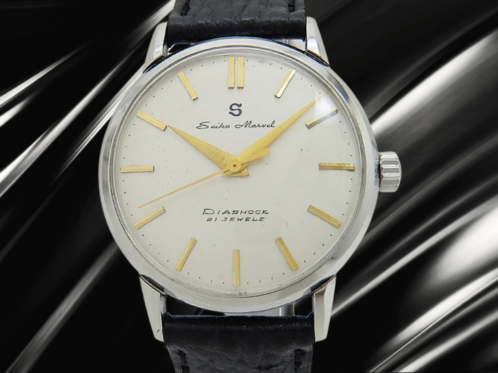 セイコー マーベル 14041 21石 赤機械 SS S字ダイヤル SEIKOレザー装着 アンティーク 手巻き 2024年OH済 時計店修理明細付属 SEIKO MARVEL [代行おまかせコース]