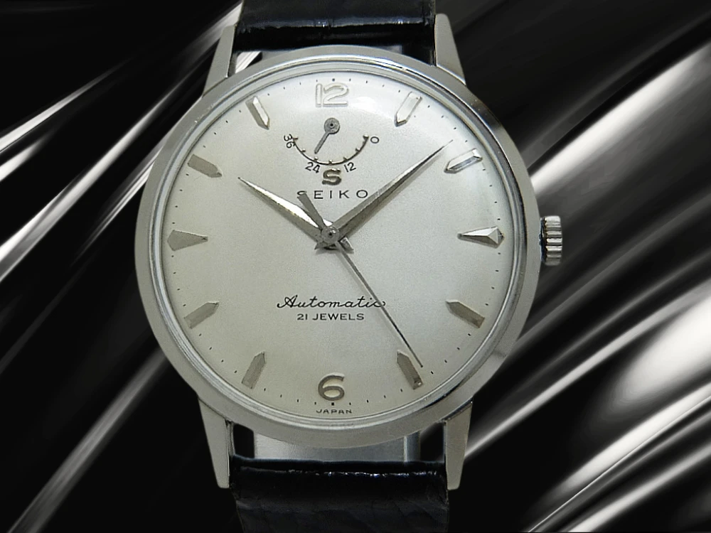 セイコー インジケーター 巻印 21石 Ref.14043 SS 植字蛇Sマーク SEIKOレザー+尾錠装着  国産初の自動巻き時計 2025年OH済 時計店修理明細付属 Seiko Automatic [代行おまかせコース]