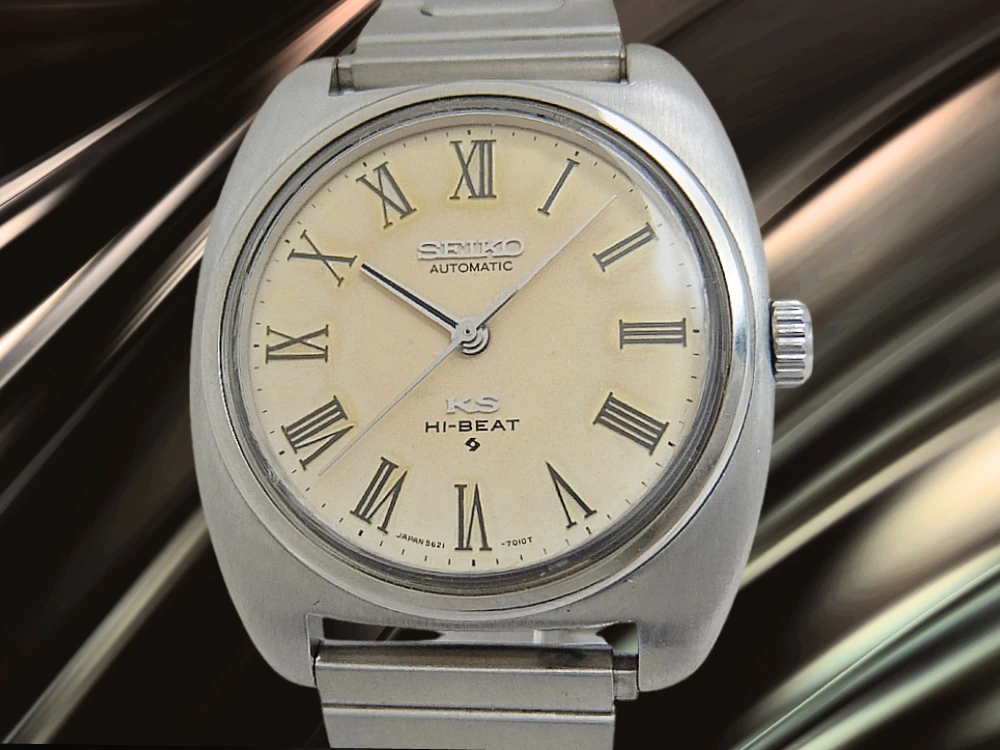 キングセイコー ハイビート 5621-7000 SS ワンピースケース パティナダイヤル ローマンインデックス KSゴールドメダリオン 社外ブレス装着 オートマチック 2024年OH済 時計店修理明細付属 KING SEIKO HI-BEAT 56KS [代行おまかせコース]