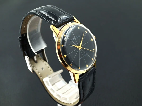 セイコー SEIKO クラウン ゴールド・ドットインデックス 12分割放射線変則ブラックミラーダイアル 19石 ESP 手巻きモデル Vintage