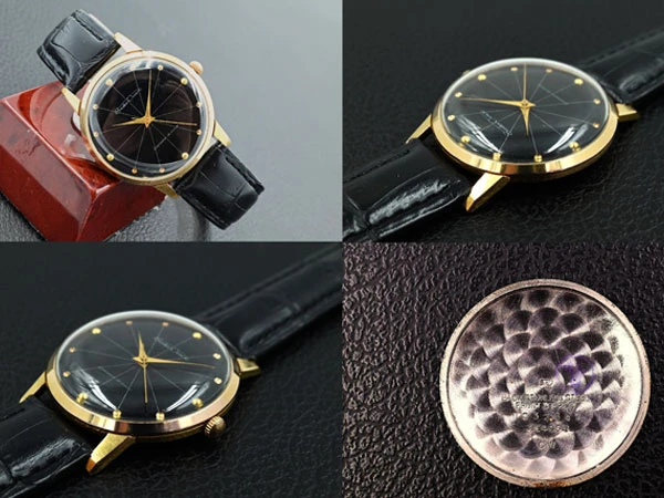 セイコー SEIKO クラウン ゴールド・ドットインデックス 12分割放射線変則ブラックミラーダイアル 19石 ESP 手巻きモデル Vintage