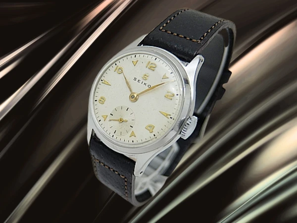 セイコー スモールセコンド Cal.新10A型(バナナ型) SS パティナダイヤル 植字蛇S 社外レザーストラップ装着 手巻き SEIKO [代行おまかせコース]