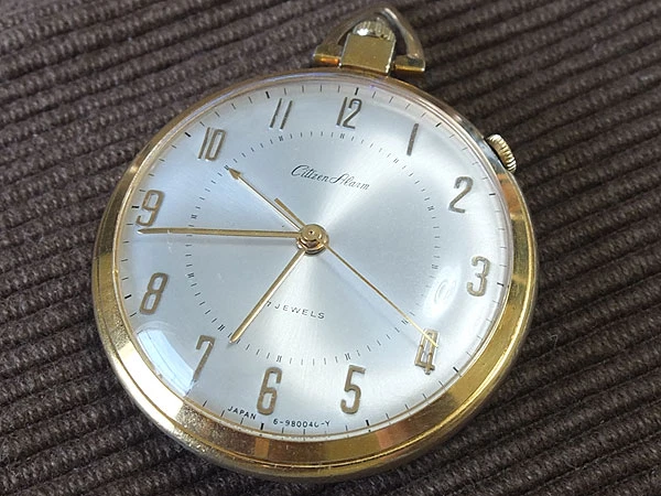 シチズン CITIZEN アラーム 懐中時計 17石 18KGP 共鳴蓋 国産初アラームポケットウォッチ 手巻き Citizen Alarm 希少品