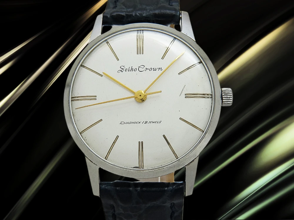 セイコー クラウン 19石 Ref.J14022 SS ブラックレター書体 初期ロゴダイヤル 最初期モデル 手巻き SEIKO CROWN [代行おまかせコース]