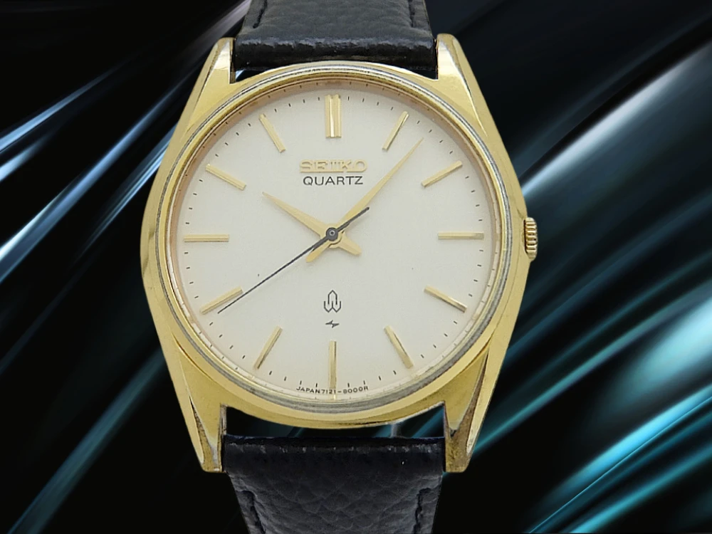 セイコー オールドクオーツ 7121-8000 SGP/SS 網目リネンダイヤル SEIKOレザー装着 SEIKO QUARTZ [代行おまかせコース]