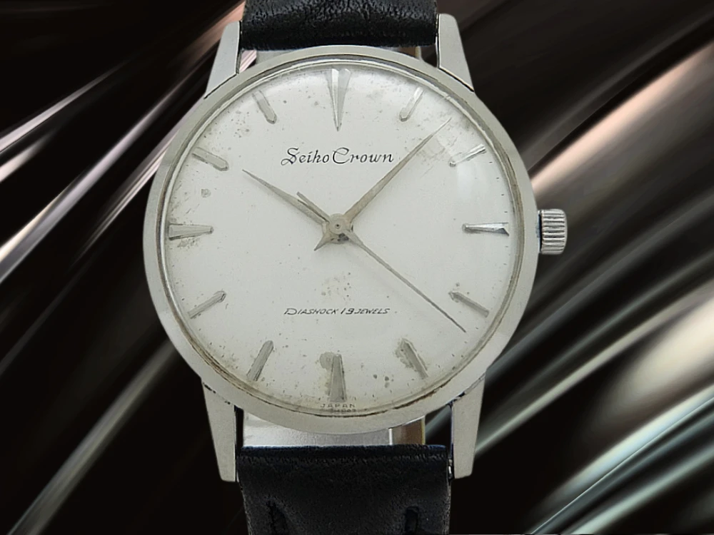 セイコー クラウン 19石 Ref.J14022 SS 初期ロゴダイヤル 社外レザー装着 手巻き SEIKO CROWN [代行おまかせコース]