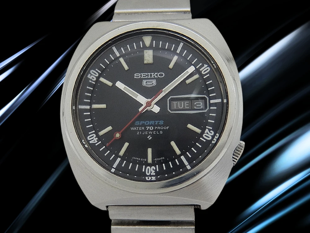 セイコー 5スポーツ 6119-6020 SS インナー回転ベゼル ブラックダイヤル ブレス装着 オートマチック SEIKO 5SPORTS 70 PROOF [代行おまかせコース]