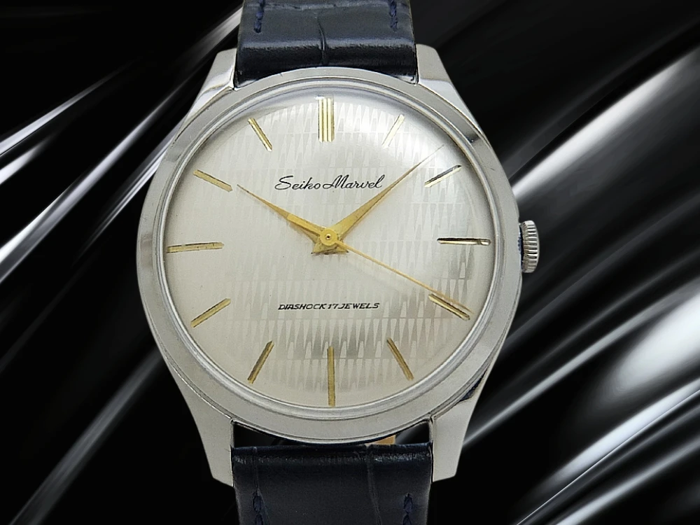 セイコー マーベル 17石 Ref.J14008 SS ラージケース 変わり文字盤 社外製レザー装着 手巻き SEIKO MARVEL [代行おまかせコース]