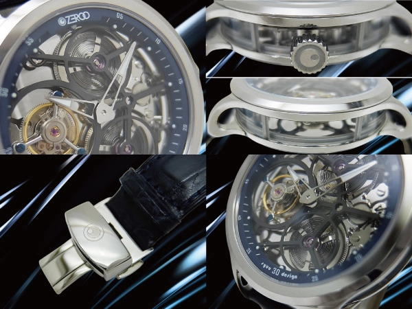 ゼロ T1 ジ・アーチャー フルスケルトン トゥールビヨン ブルー Ref:ZT001SBL SS 専用レザー+Dバックル装着 手巻き BOX・ショーケース付属 ZEROO T1 THE ARCHER FULL SKELETON TOURBILLON [代行おまかせコース]