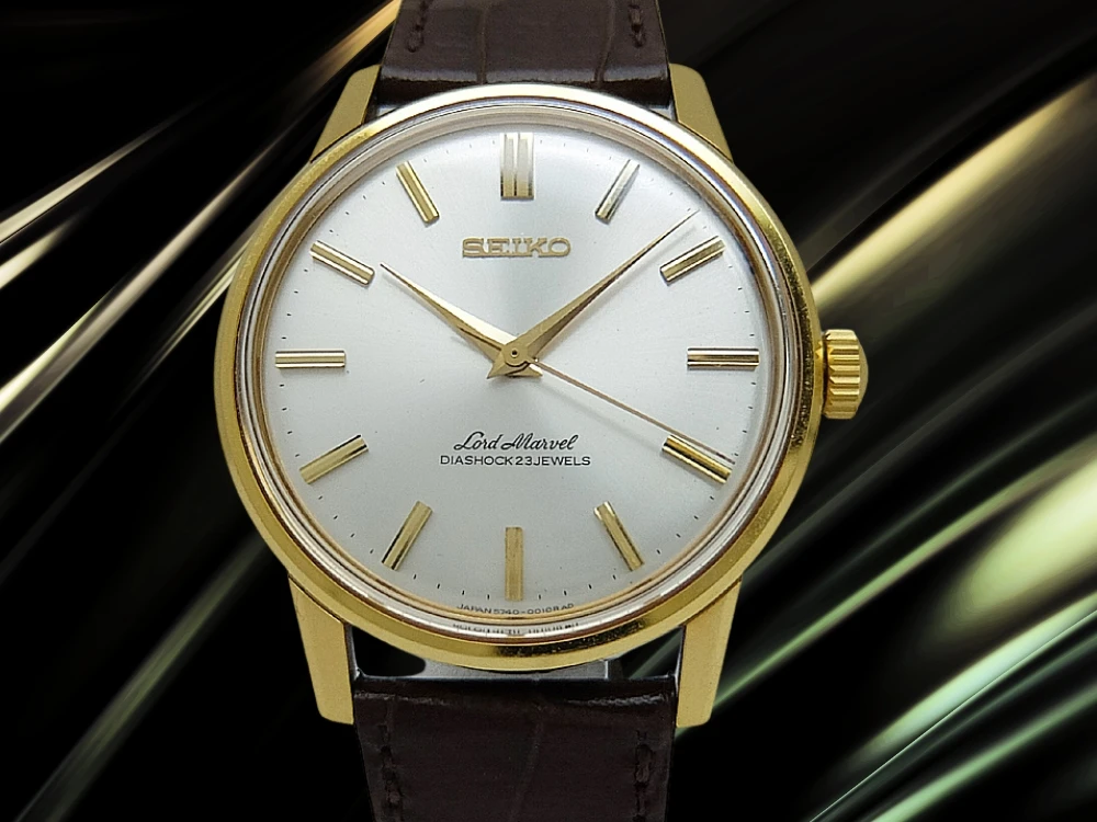 セイコー ロードマーベル 23石 5740-0010 SGP/SS シルバーダイヤル タツノオトシゴ レザーベルト装着 手巻き Seiko Lord Marvel [代行おまかせコース]