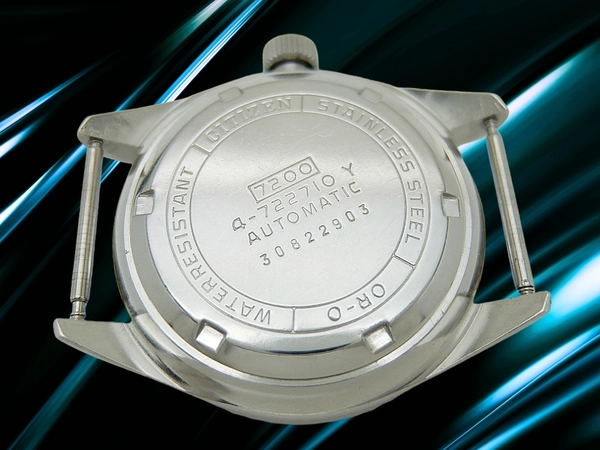 シチズン レオパールダイバー 150m 4-722710Y 24石 8振動 Cal.7210 SS ブラックダイヤル ナイロン製引き通しストラップ装着 オートマチック 2026年OH済 時計店修理明細付属 CITIZEN Leopard Diver [代行おまかせコース]