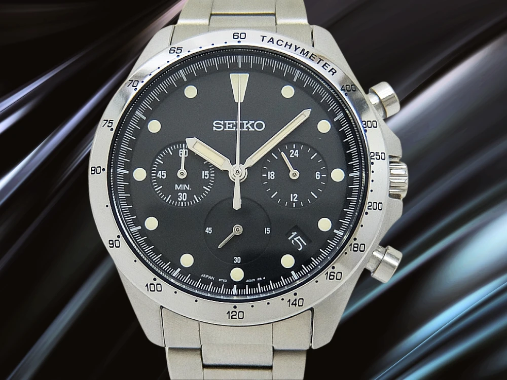セイコー × ナノユニバース クロノグラフ SZSJ007 8T63-00N0 SS ブラックダイヤル 3連ブレス装着 別注第3弾 クオーツ BOX・保証書付属 SEIKO × nanouniverse [代行おまかせコース]