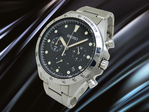 セイコー × ナノユニバース クロノグラフ SZSJ007 8T63-00N0 SS ブラックダイヤル 3連ブレス装着 別注第3弾 クオーツ BOX・保証書付属 SEIKO × nanouniverse [代行おまかせコース]