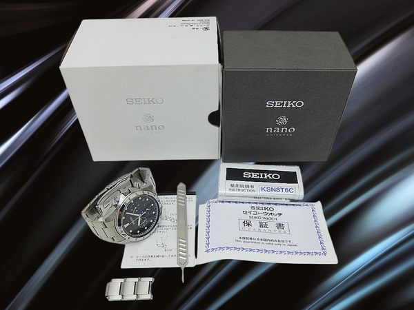 セイコー × ナノユニバース クロノグラフ SZSJ007 8T63-00N0 SS ブラックダイヤル 3連ブレス装着 別注第3弾 クオーツ BOX・保証書付属 SEIKO × nanouniverse [代行おまかせコース]