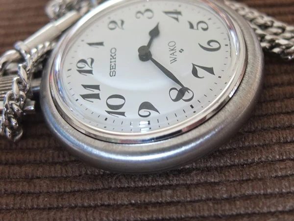 セイコー ワコー SEIKO WAKO 和光 限定 懐中時計 銀製 5740-8010 SILVER 提鎖 チェーン付き 特選時計 希少 美品