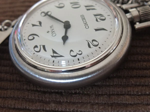 セイコー ワコー SEIKO WAKO 和光 限定 懐中時計 銀製 5740-8010 SILVER 提鎖 チェーン付き 特選時計 希少 美品