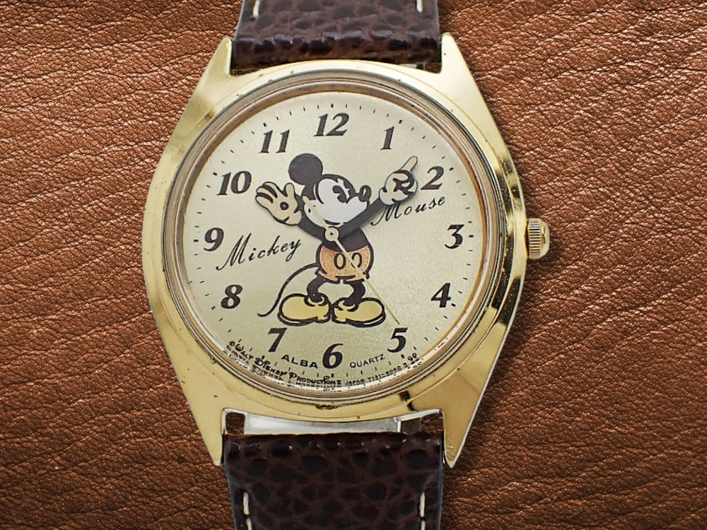 セイコー アルバ Y131-6030 GP/SS パイアイ ミッキーマウス レザーベルト装着 クオーツ SEIKO ALBA walt disney productions [代行おまかせコース]