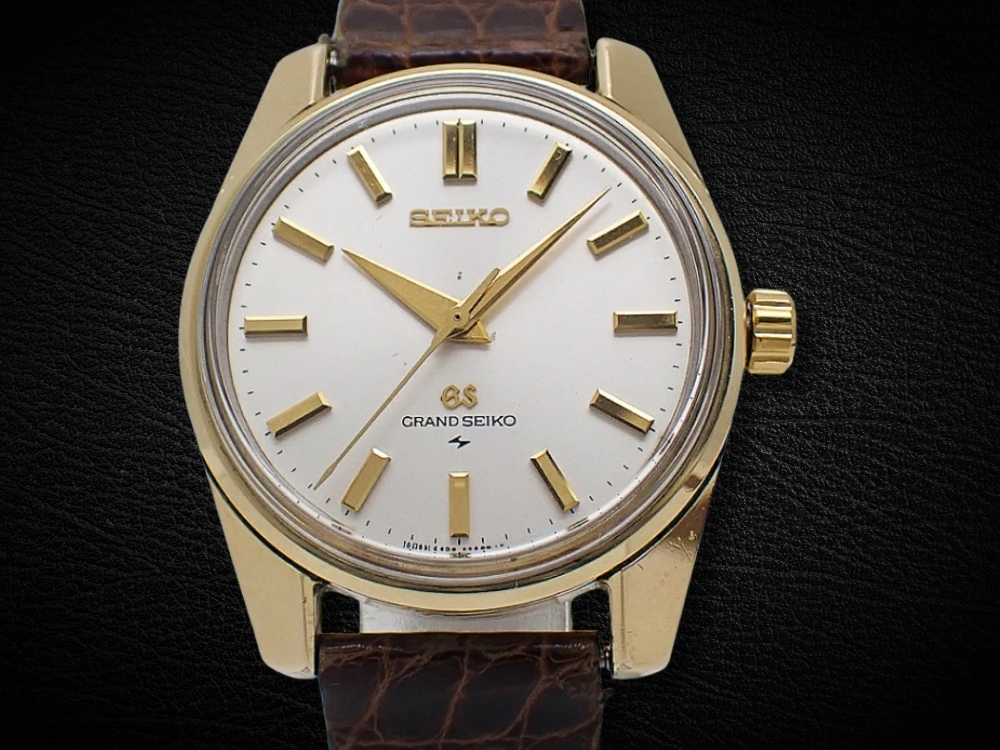 グランドセイコー 4420-9990 27石 CAP GOLD シルバーダイヤル GSメダリオン 社外レザー+GS尾錠装着 手巻き GRAND SEIKO 44GS [代行おまかせコース]