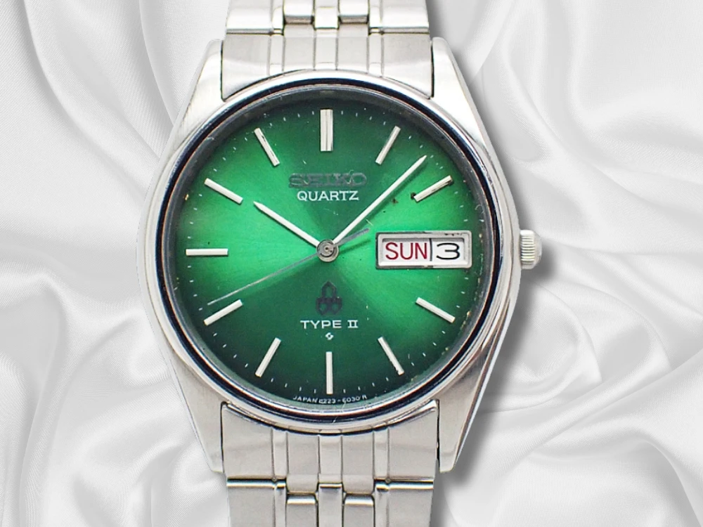 セイコー タイプ2 8223-6030 SS グリーンダイヤル デイデイト 社外ブレス装着 クオーツ SEIKO TYPEⅡ QUARTZ [代行おまかせコース]