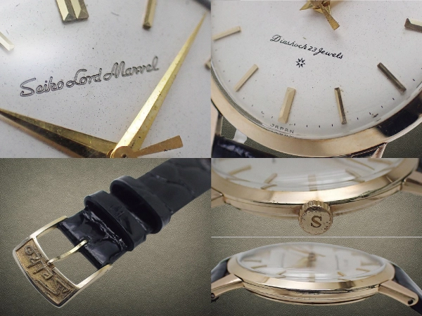 セイコー ロードマーベル 23石 初期型 Ref.J14039 14K GOLD FILLED 金張り 彫込みロゴ はまぐりケース SD文字盤 SEIKOレザー+ヴィンテージ尾錠装着 手巻き Seiko Lord Marvel [代行おまかせコース]