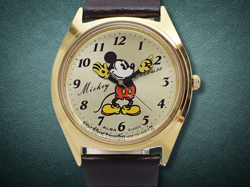 セイコー アルバ Y131-6030 GP/SS パイアイ ミッキーマウス レザーベルト装着 クオーツ 保管品 SEIKO ALBA walt disney productions [代行おまかせコース]