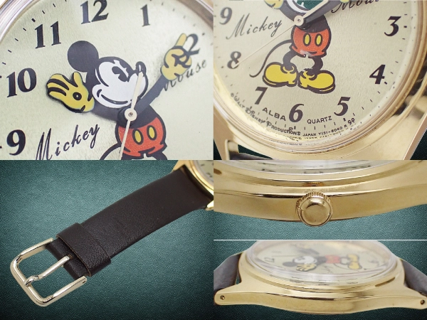 セイコー アルバ Y131-6030 GP/SS パイアイ ミッキーマウス レザーベルト装着 クオーツ 保管品 SEIKO ALBA walt disney productions [代行おまかせコース]