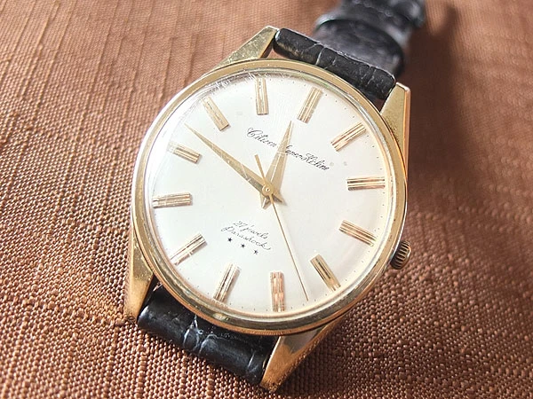 シチズン スーパーハイライン CITIZEN SUPER Hiline 手巻き 27石 三ツ星 14金張り 特別調整品 希少