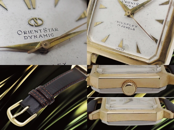 オリエントスター ダイナミック 角型 17石 14K GOLD FILLED/SS シルバーダイヤル 社外レザー装着 手巻き ORIENT STAR DYNAMIC Nivaflex [代行おまかせコース]