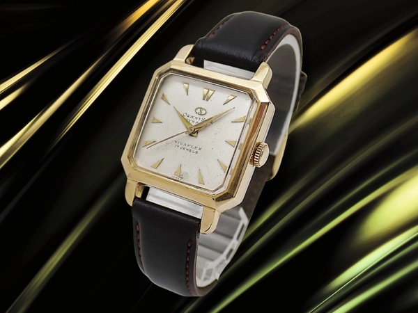 オリエントスター ダイナミック 角型 17石 14K GOLD FILLED/SS シルバーダイヤル 社外レザー装着 手巻き ORIENT STAR DYNAMIC Nivaflex [代行おまかせコース]