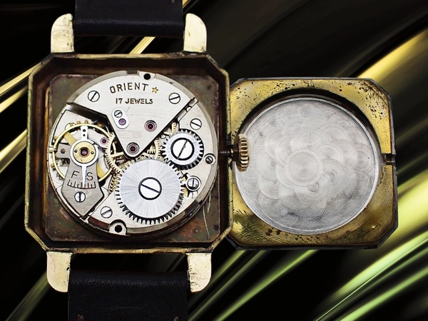オリエントスター ダイナミック 角型 17石 14K GOLD FILLED/SS シルバーダイヤル 社外レザー装着 手巻き ORIENT STAR DYNAMIC Nivaflex [代行おまかせコース]