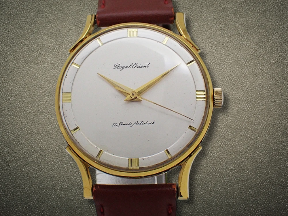 オリエント ロイヤル オリエント 19石 14K GOLD FILLED/SS シルバーダイヤル 社外製カーフストラップ装着 Royal Orient [代行おまかせコース]