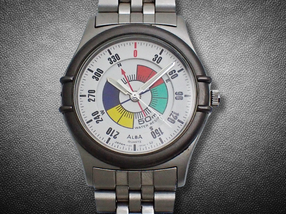 セイコー アルバ Y145-6010 SS 方位 カラーダイヤル ブレス装着 クオーツ SEIKO ALBA [代行おまかせコース]