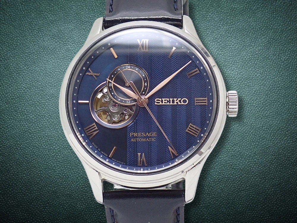 セイコー プレザージュ ジャパニーズガーデン SARY187 4R39-00W0 SS シースルー オープンハート ネイビーダイヤル SEIKO製ストラップ+Dバックル装着 オートマチック BOX付属 SEIKO PRESAGE Japanese Garden [代行おまかせコース]