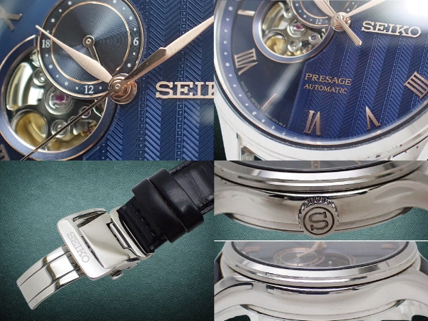 セイコー プレザージュ ジャパニーズガーデン SARY187 4R39-00W0 SS シースルー オープンハート ネイビーダイヤル SEIKO製ストラップ+Dバックル装着 オートマチック BOX付属 SEIKO PRESAGE Japanese Garden [代行おまかせコース]