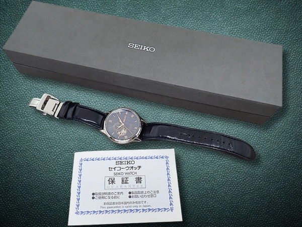 セイコー プレザージュ ジャパニーズガーデン SARY187 4R39-00W0 SS シースルー オープンハート ネイビーダイヤル SEIKO製ストラップ+Dバックル装着 オートマチック BOX付属 SEIKO PRESAGE Japanese Garden [代行おまかせコース]
