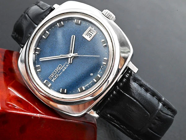 セイコー キングセイコー 5625-7010 ハイビート クッションケース マーブル模様紺色付ダイアル Vintage Seiko