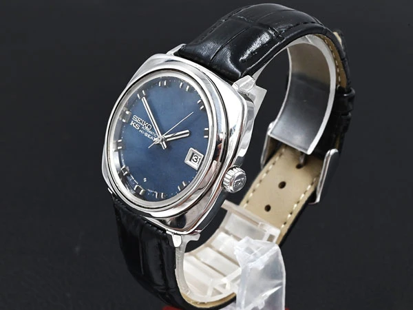 セイコー キングセイコー 5625-7010 ハイビート クッションケース マーブル模様紺色付ダイアル Vintage Seiko