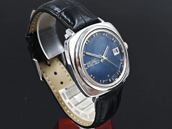 セイコー キングセイコー 5625-7010 ハイビート クッションケース マーブル模様紺色付ダイアル Vintage Seiko