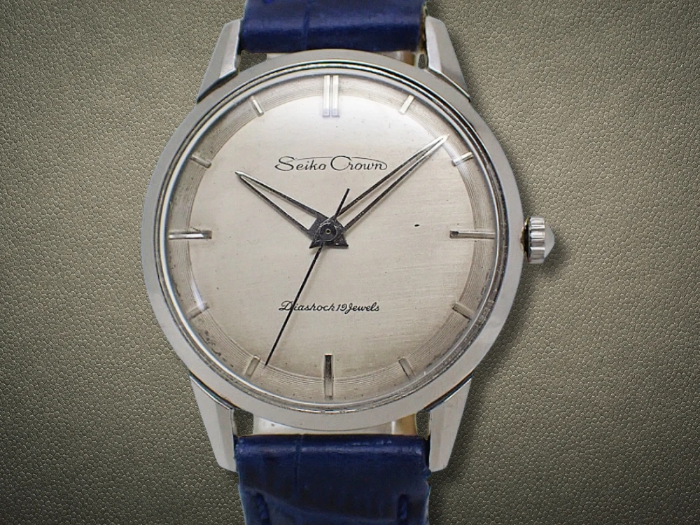 セイコー クラウン 19石 Ref.J14065 SS シルバーダイヤル 社外レザー装着 手巻き SEIKO CROWN [代行おまかせコース]