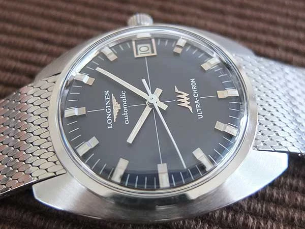 ロンジン LONGINES ウルトラクロン ブルー文字盤 メッシュブレス 美品